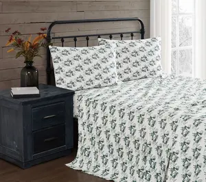 Truly Soft Festive Cottage Toile Twin Flannel Sheet Set