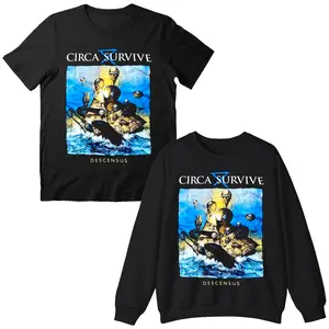Circa Survive Band Descensus Album T-Shirt Punk Rock Heavy Metal Sweatshirt Vintage Shirt, Heavy Cotton Fabric Menswear Tops