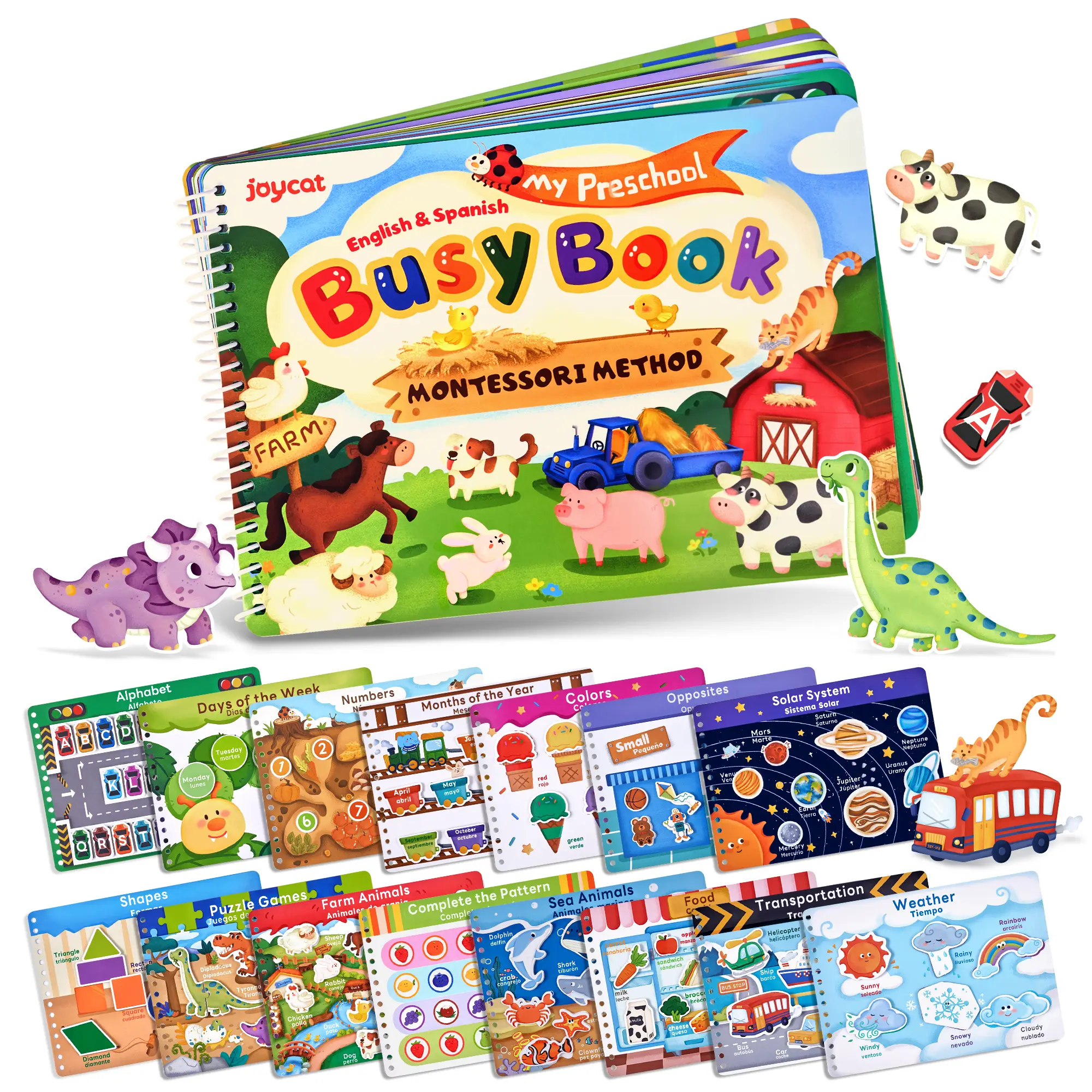 JoyCat Preschool Busy Board Language Toys, Montessori Busy Board, Educational Learning Flash Cards, Sensory Toys, Creative Learning & Fun Activities