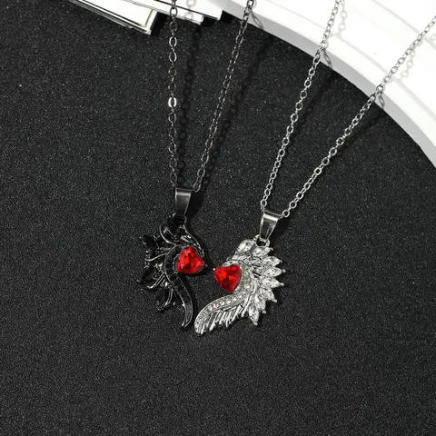 Wing Design Pendant Necklace for Women & Men (2pcs), Fashion Jewelry for Party, Daily Clothing Decor, Trendy All-match & Exquisite Jewelry for Birthday Gift