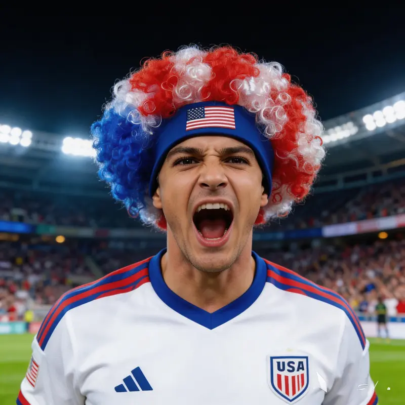 2026 Fan Wig - Curly PET Fiber Matching for Tournament - Unisex Wig Suitable for Sports Events & Fan Gatherings, Universal Wigs for Both Men And Women, Vibrant Party Wigs