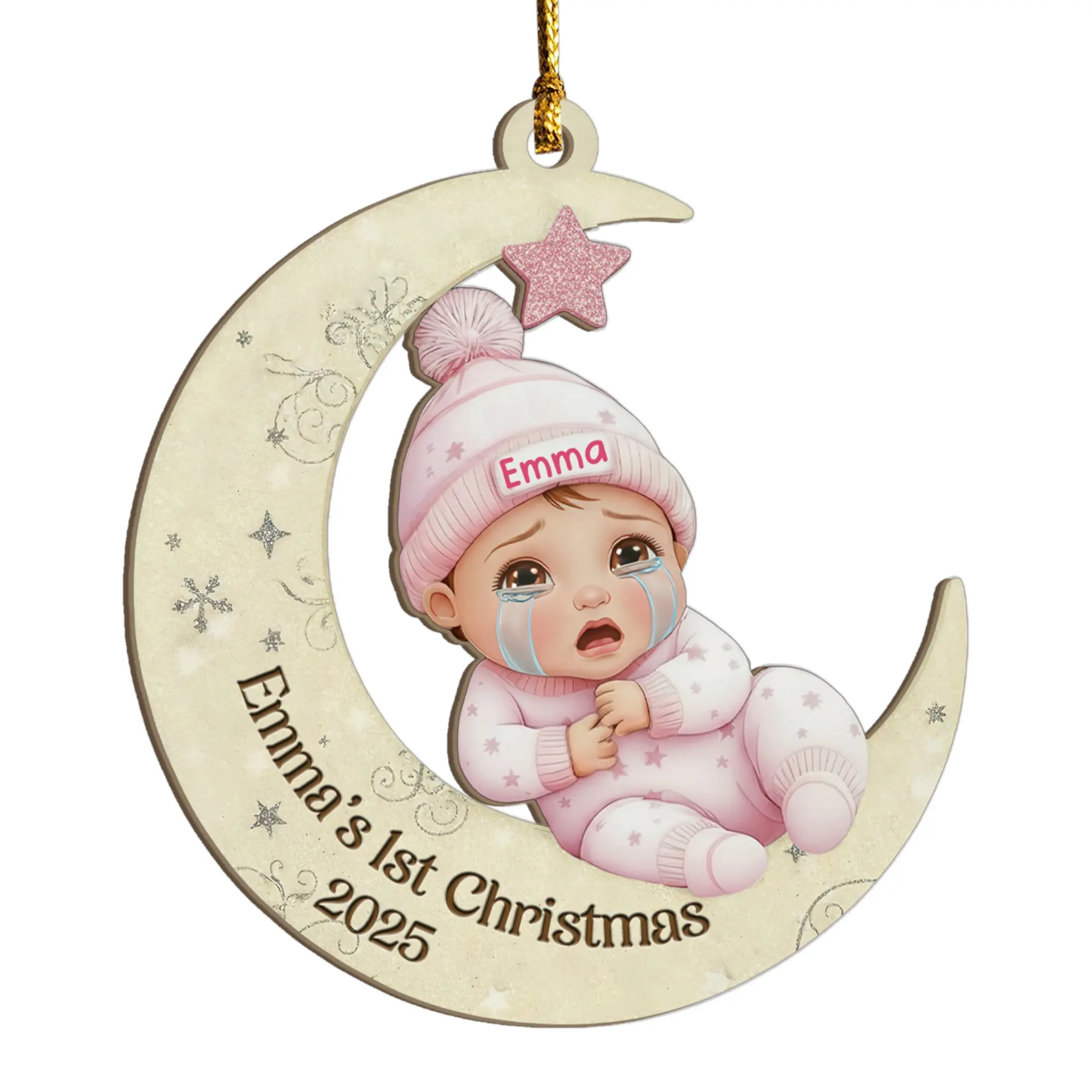 Baby’s First Christmas Ornament 2025 – Personalized Baby Gift | Custom Newborn Ornament | Baby Girl & Boy First Christmas Keepsake Bauble