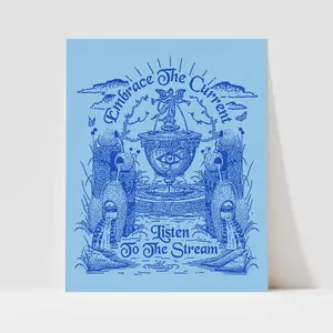 Awake Happy - Embrace The Current Print Thick Poster Decor Artistic Matte Wall Room Decoration High Quality Mindfulness Spiritual Motivational Self Help Mental Health