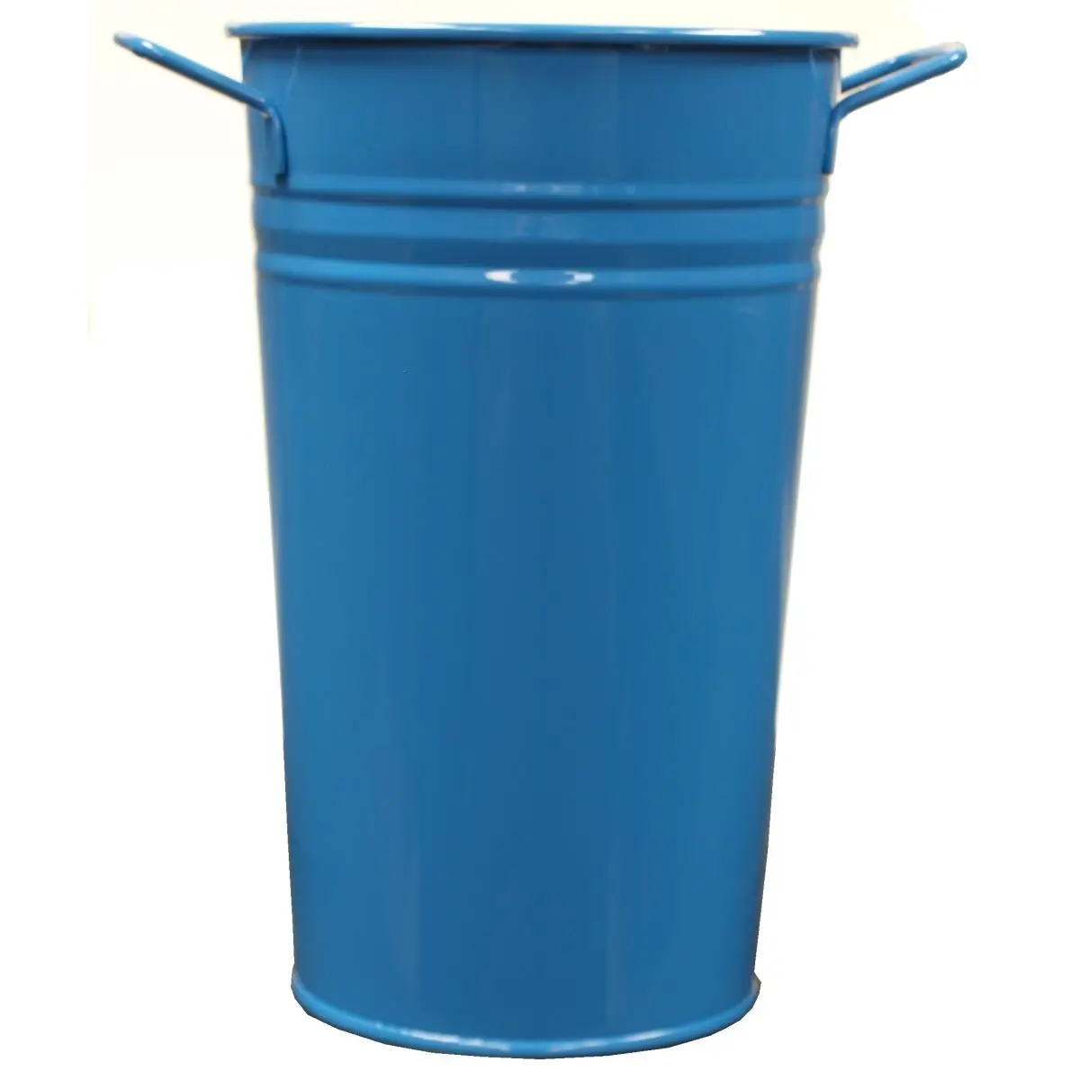 212 MAIN 12 in Round Cylindrical Galvanized Steel Vase - Blue High Temperature Baked Enamel Paint, Rustproof Decorative Flower Pots for Indoor-Outdoor Container Gardening, 2 lbs Home & Garden Decor