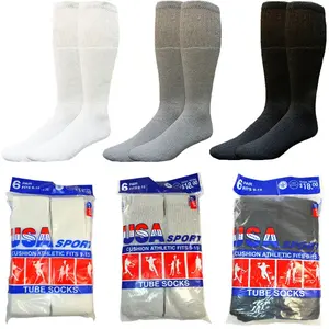 DIAMOND STAR Tube Socks Men 6 Pairs Premium Cushion Cotton Over The Calf Athletic Knee High Socks For Men Big & Tall Menswear Sports Tubesocks
