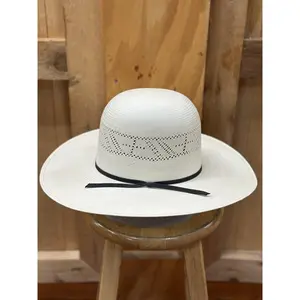 RODEO KING CROSS Straw Hat with Black Bow and Decorative Strap