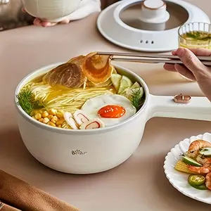 Bear Hot Pot Electric, 2L Multifunctional Portable Pot For Cooking, 1000W Rapid Noodles Electric Pot, Non-Stick Frying Pans For Steak, Egg, Ramen, Oatmeal With Dual Power Adjustment