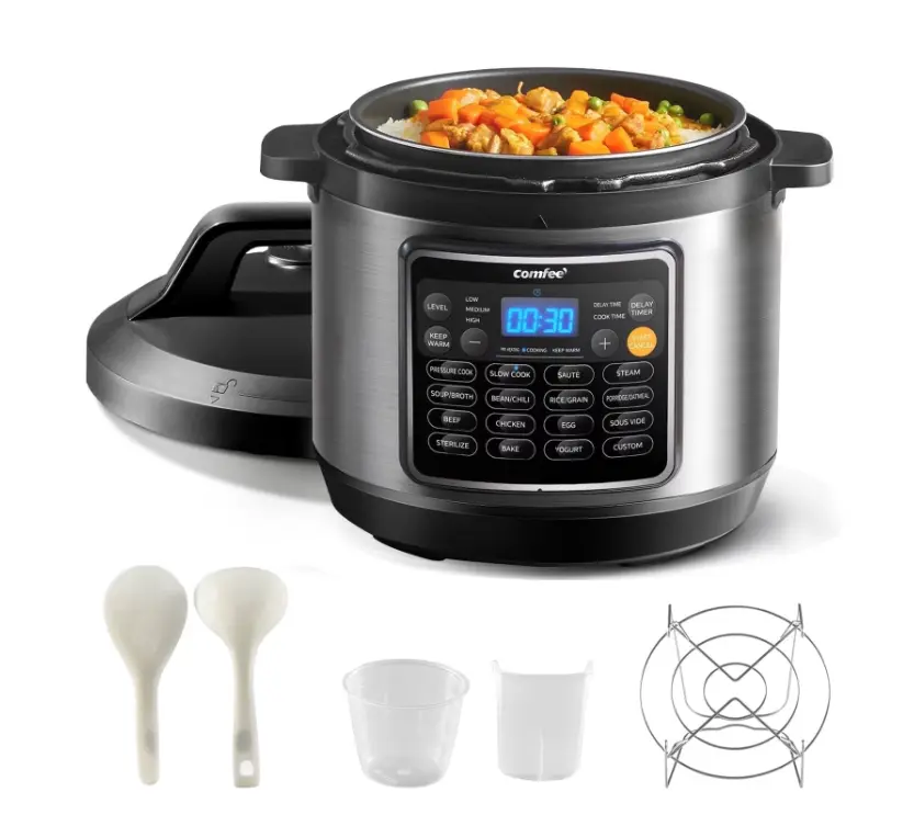 COMFEE’ 16 in 1 Electric Pressure Cooker Instant Multi Cooker Olla de Presion Non-Stick Pot Yogurt Maker Rice Cooker Slow Cooker Sauté Steamer 8 Quarts Stainless Steel