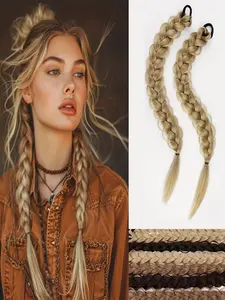 2pcs Synthetic Fiber Extension Braid Ponytail Hair Extensions - Braided Hair Extensions with Headband, Suitable for Daily Wear 24inch