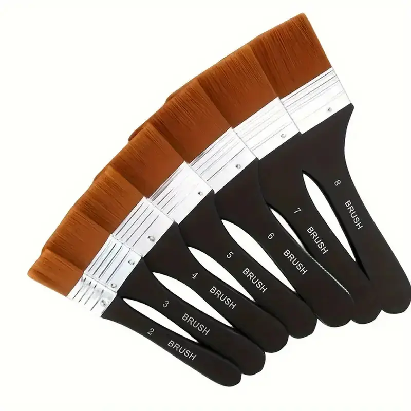 7-Piece Flat Paint Brush Set, Ideal for Artist, Plywood, Acrylic, Oil, Watercolor, Art Graffiti, Artistic Soft Bristles, Wooden Handles, Versatile Use, Paintbrushes