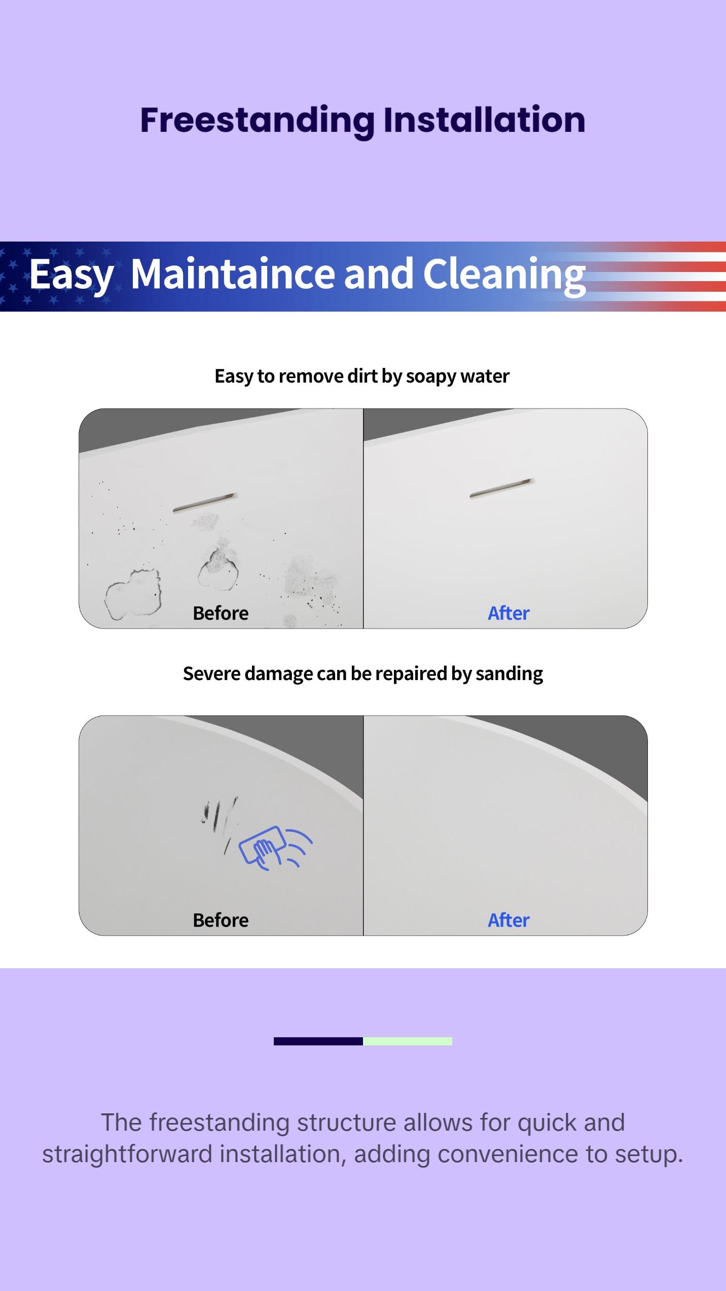 67" Oval Shaped Freestanding Solid Surface Soaking Bathtub with Overflow RX-S09-67