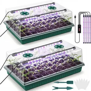 2 Pcks Seed Starter Tray 120 Cells Seed Starter Kit with Grow Light, Seed StartingTrays for Seed Seedling Planting Starter, Mini Greenhouse  Germination Trays