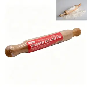 Non-stick wooden rolling pin with ergonomic design that reduces hand fatigue for bakers.