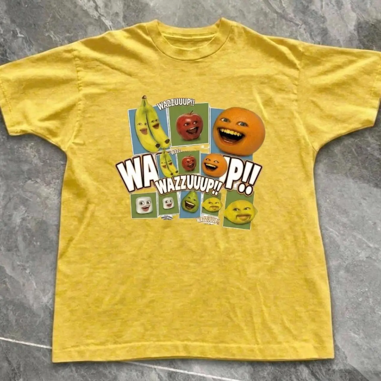 Yellow Annoying Orange T-Shirt – Y2K Vintage Cartoon Aesthetic Top