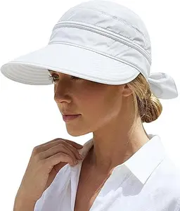 2-in-1 Women's Convertible Sun Visor, Zipper Off Wide Brim, Ponytail Friendly & Foldable,  Summer UV Protection Outdoor Cap