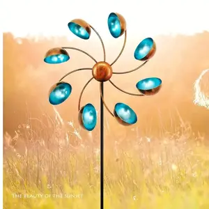Iron Art Windmill Spinner, 360 Degree Rotating Outdoor Decoration, Metal Kinetic Energy Wind Sculpture for Garden Lawn Patio Christmas Decor