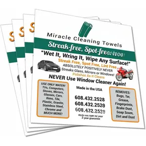 4-Count, Miracle Cleaning Towels, Streak-Free, Cleans with Just Water, 16" x 16"  Washable s
