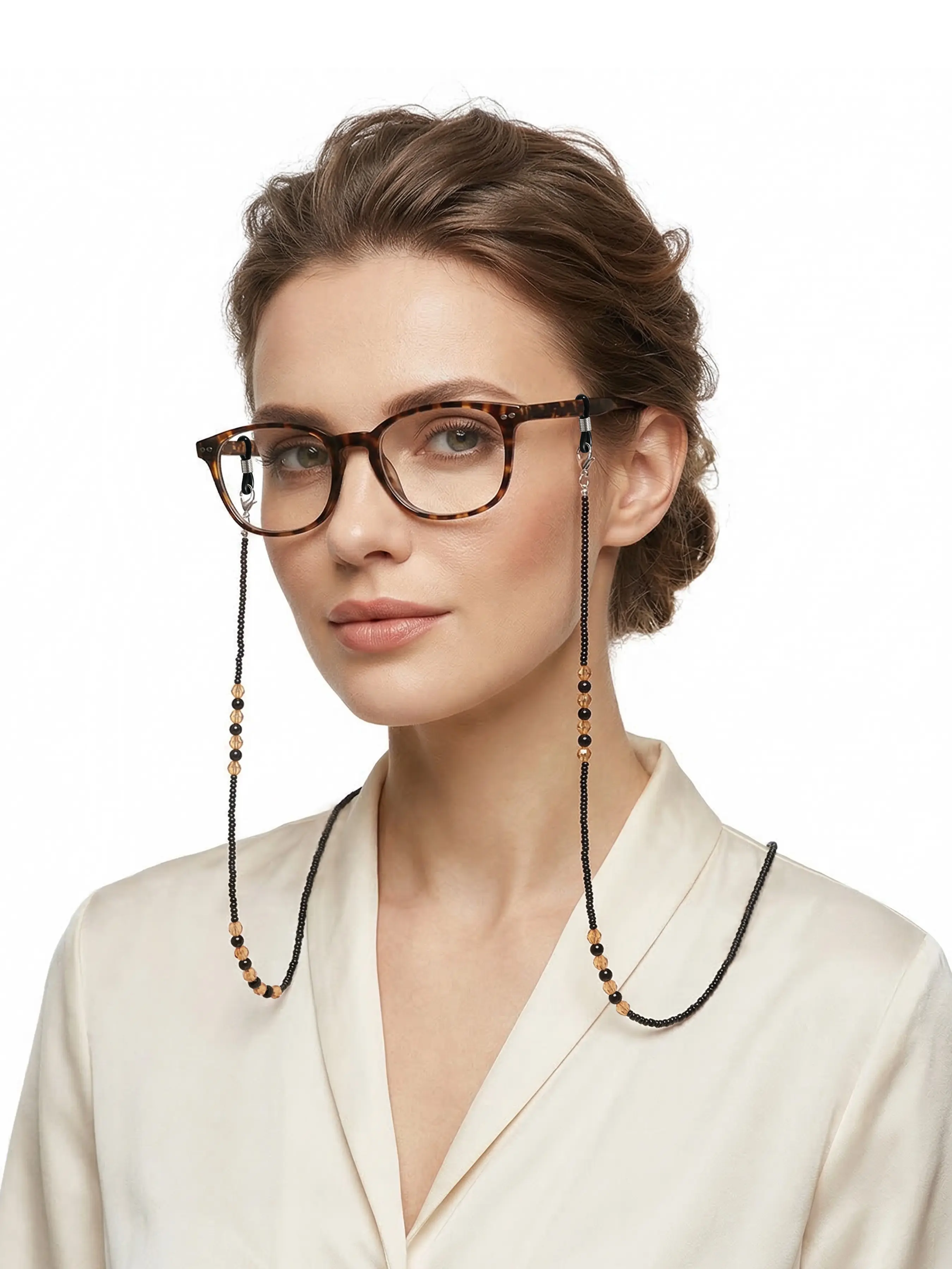 Beaded Eyeglass Chain with Hanging Necklace Strap Around Neck, Sunglasses Reading Glasses Mask Cord, Stylish Accessory for Daily Use, Eyeglass Holders