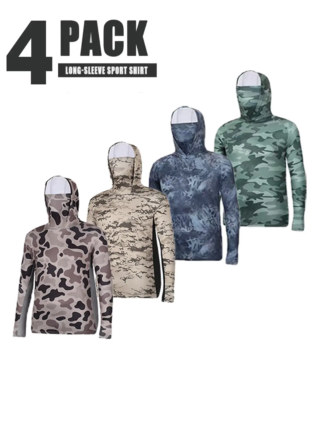 [4PCS] NEW 2026 COOL Men's Quick-Dry Sports Hoodies Face Mask Breathable Sun Protection for Gym,outdoor, Running & Casual Attire Activewear graphic tees