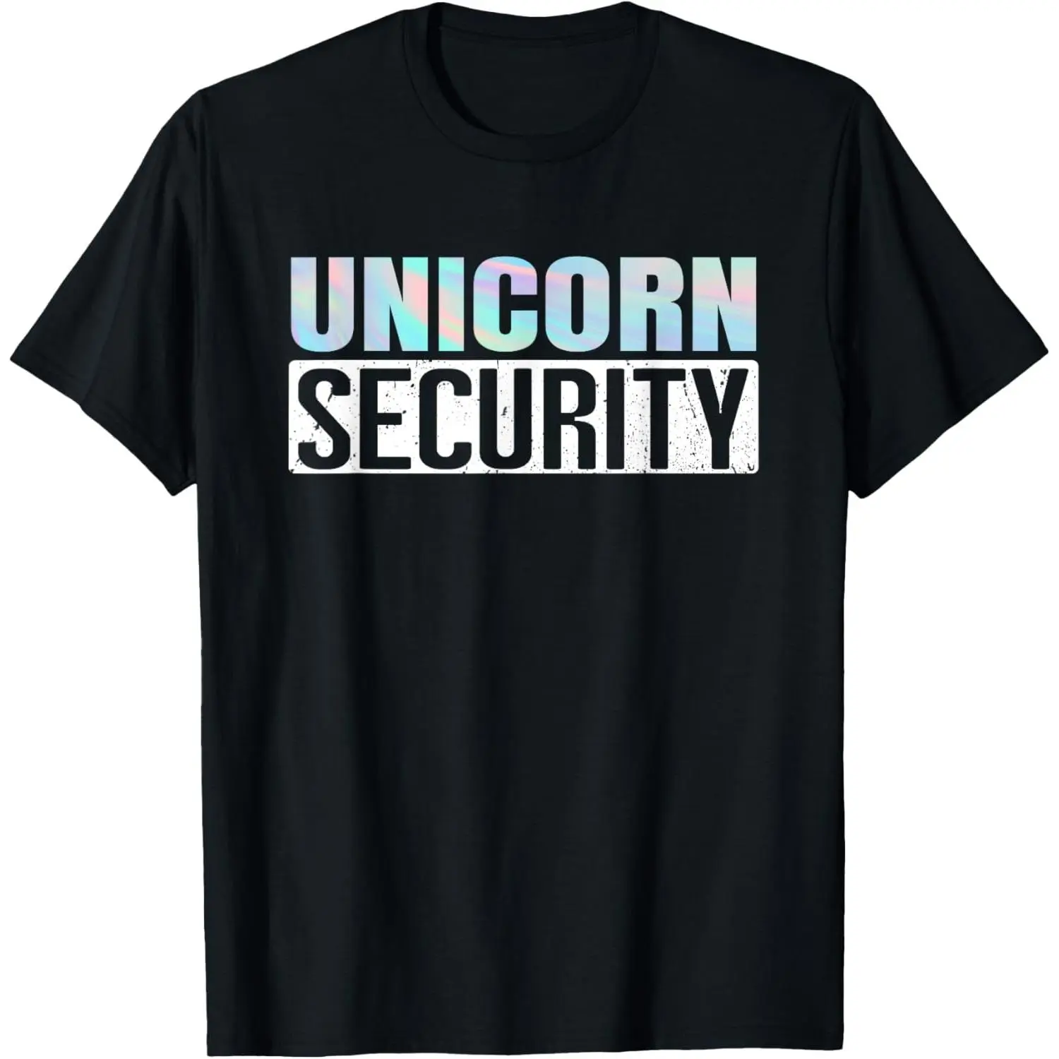 Halloween Adult T-Shirt Unicorn Security T-Shirt Black Small Classic Fit Short Sleeve Cotton 60% Polyester 40% Family (Dad, Mom, Daughter) Unisex