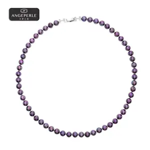 ANGEPERLE Alloy Freshwater Pearl Edison Purple Pearl Necklace 7-8mm TSSL01X
