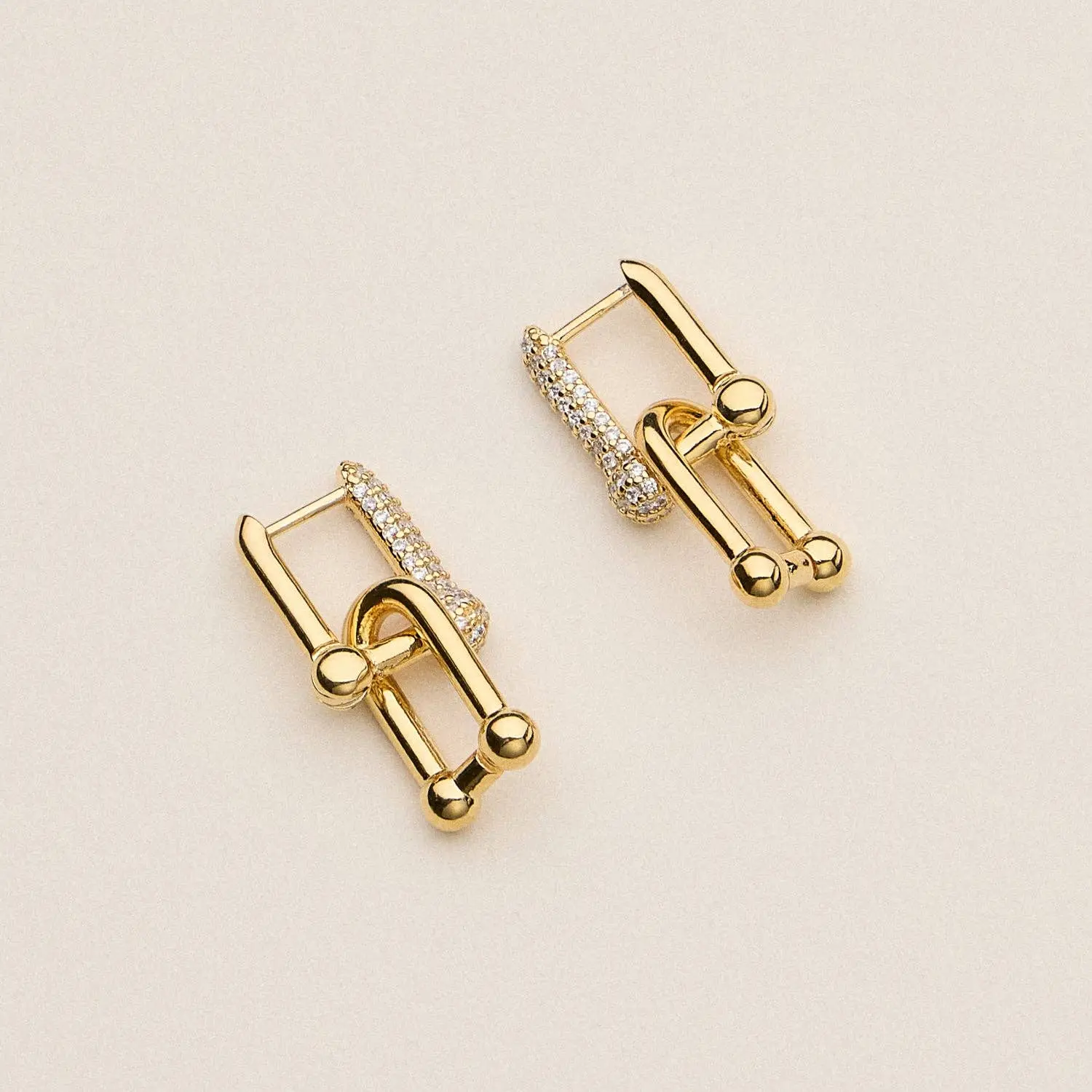 18K Gold-Dipped Crystal Lock Stud | Earrings
