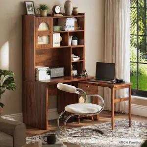 Sturdy 43x70in Wood Computer Desk Workstation with 90° Rotatable Top, Storage Drawer Platform, Cabinets, Shelves & Adjustable Swivel Chair, Ideal for Gaming & Home Office, Simple Setup (Old SKU:N733P279101D)