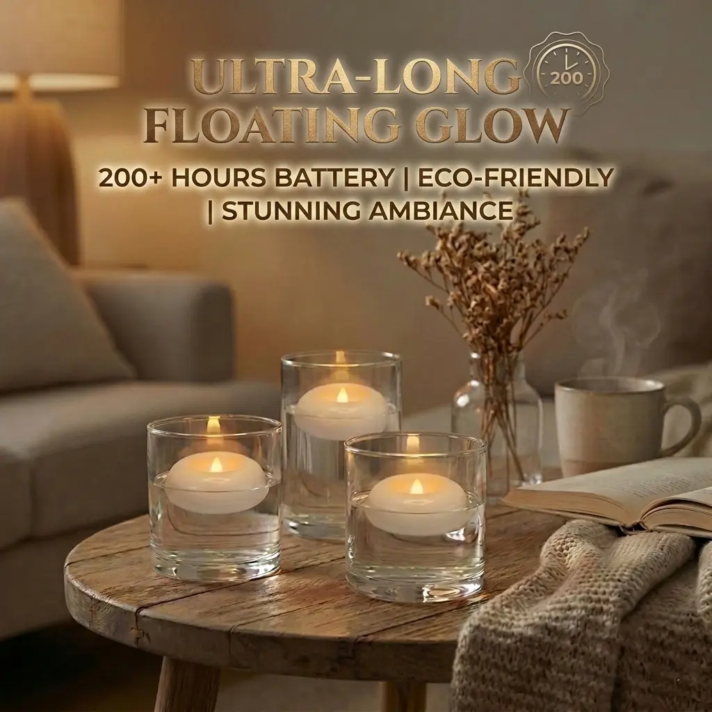 16 Pack Floating Candles for Wedding Centerpieces, 3" Waterproof Flameless LED Candles, Water Activated, 200H Battery Life for Vases, Pool, Spa & Party Decor