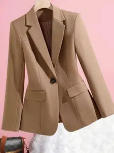 2026 Spring Summer New Women's Camel Waistcoat Jacket, Slim Fit Long Sleeve Blazer, Professional Office Wear, Elegant, Chic and Versatile Nk-Wry-Xjy143