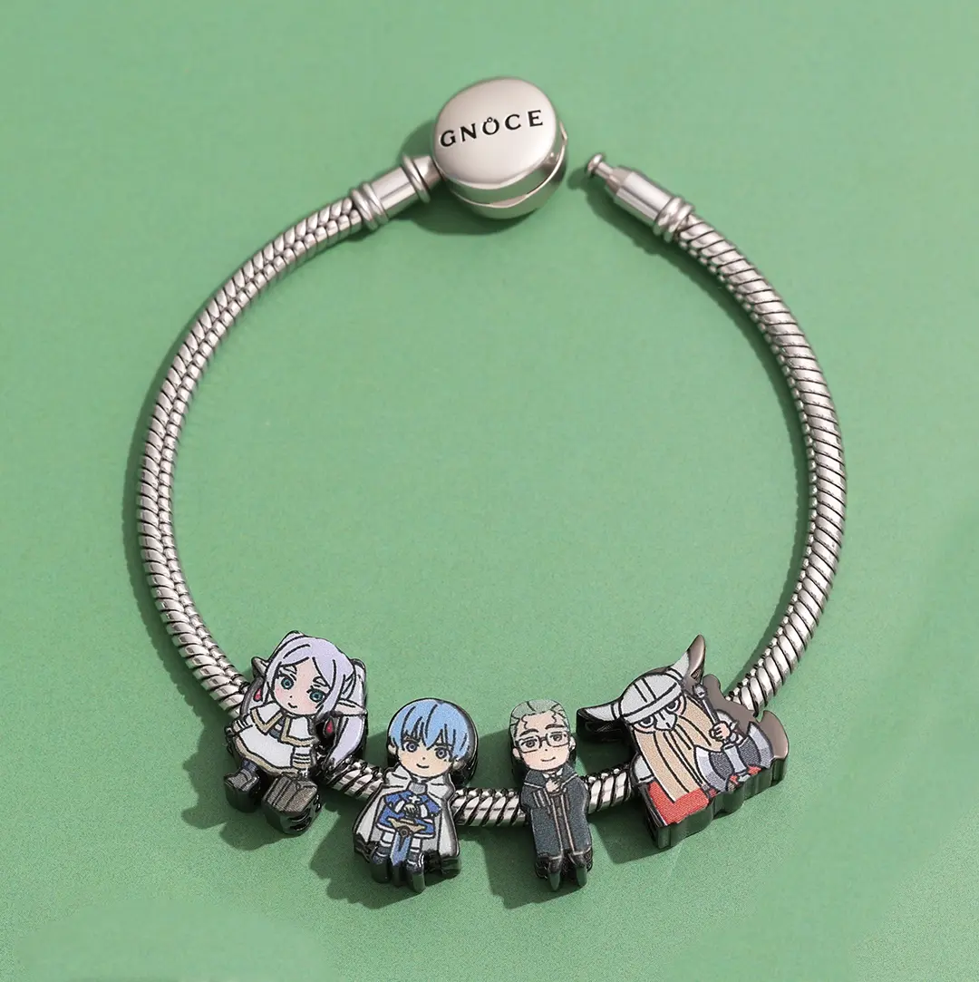 GNOCE S925 Sterling Silver Frieren Dangle Charm, Officially Licensed Anime Flair Jewelry Gift for Women, Fits Major Brand Bracelets & Necklaces, Mix Bracelets, Major Brand Compatible, Girl, Hole Diameter: 0.45 Mm