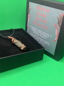 Dragon Blood Jasper Copper Wire Wrapped Necklace, Handcrafted Gemstone Pendant, Dragon Stone Warrior, Crystal Jewelry Gift Boxed, Rustic