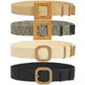 AWAYTR Women's Elegant Stretchy Braided Belt - Round Wooden Buckle, Vintage Boho Straw Woven, 1.96 in/5 cm Braid Detail, Lightweight Durable, 43 in/110 cm, Plastic Accent, for Adults, Beach Outfits, Girlfriend Gift (TikTokShop Black Friday)