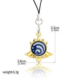 Anime Keychain Genshin Impact Luminous 7 Element Double Side Glass Pendant Phone Straps Eye Of Original Weapons Keyring Souvenir