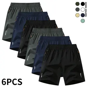 men's zipper pocket shorts, summer ice silk beach shorts, ice-sense quick-dry sports casual pants, basketball shorts thin, plus-size men's clothing reflective strip design, Menswear，Plain Trouser，suitable for running and fitness.