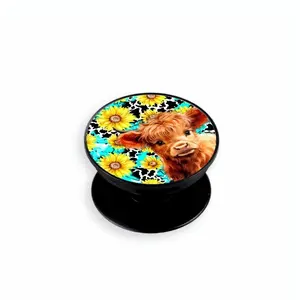Highland Cow Sunflower Phone Grip Accessories  Foldable Collapsible Adorable  Mount Stand Holder  Folding