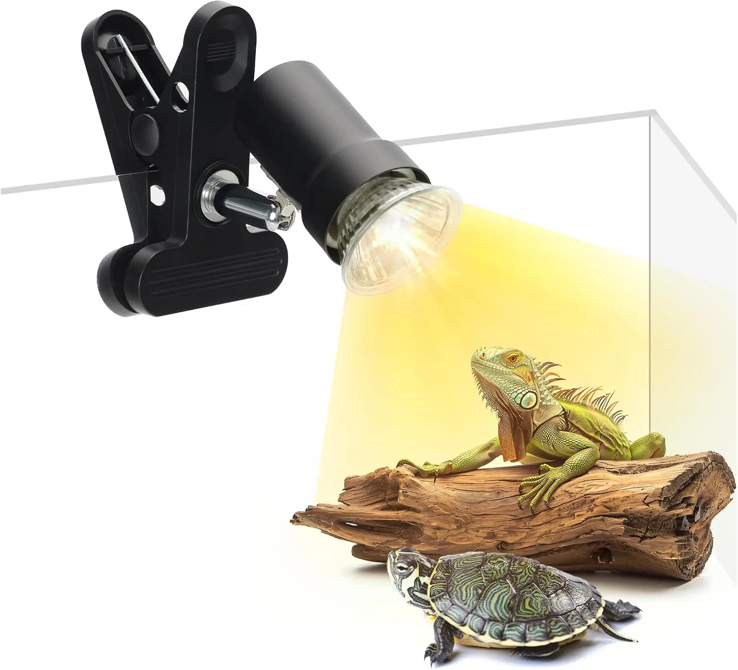 Reptile Heat Lamp with 360° Rotatable Clamp Basking Spot Light with 50W UVA UVB Heat Bulb Simulated Sunlight Heating Lamp for Turtles Lizards Snakes Amphibian Terrariums Tanks