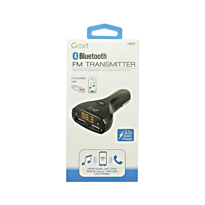 Goxt Bluetooth USB FM Transmitter Compact Design with 2.1 Quick Charge for Portable Audio Broadcasting