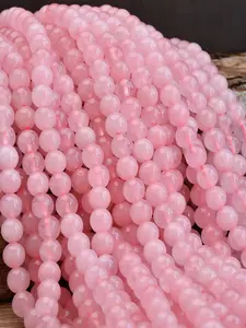 15 Inch Pink Crystal Natural  Beads, Rose Quartz Round Loose Beads for DIY Jewelry, Handmade Bracelet Necklace Crafting Materials
