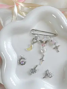 Pearl Shoelace Charm For Sneakers,Y2K Silver Charms, Handmade Balletcore Pearl Bow tie Sneakers Clip Charm , twinkle star charms, Kpop fashion style, trendy fairycore shoes accessory