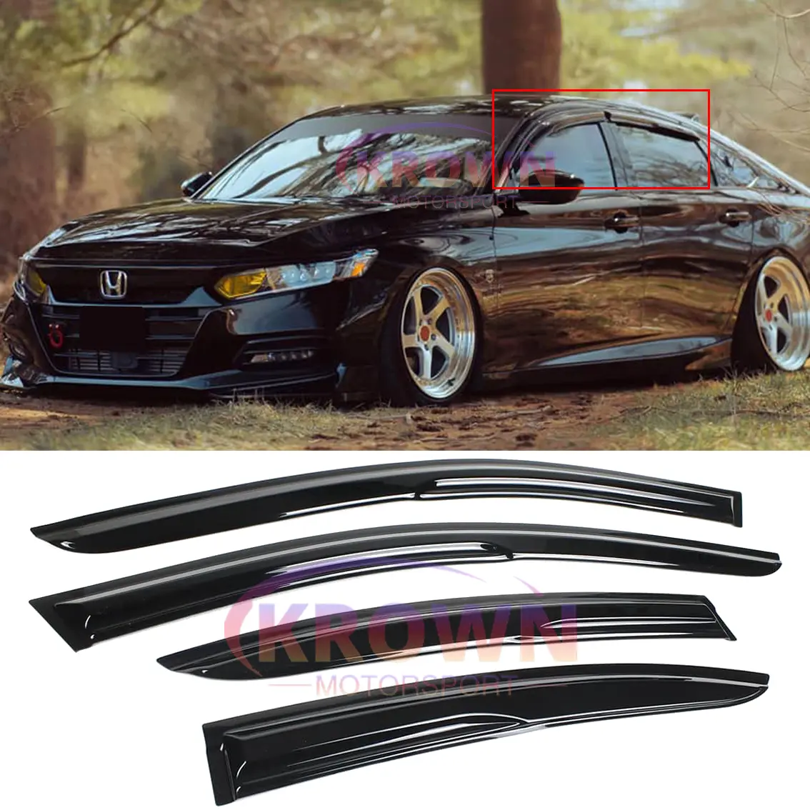 FOR 2018-2022 HONDA ACCORD JDM 3D MUGEN STYLE WINDOW VISOR DEFLECTOR RAIN GUARD