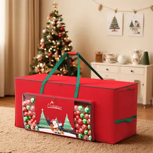 UIRWAY 600D Red Christmas Tree Storage Bag for Artificial Trees Durable Waterproof Zippered Design with Carry Handles Protects Against Dust Insects and Moisture Organiser