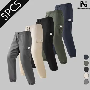 Mens 5 Pack Casual Cargo , Fashion Streetwear Joggers for Men, Summer Lightweight Drawstring  with Pockets, Comfy Loose Fit Work Trousers for Hiking, Outdoor, Daily Wear, Mens Cargo  Bulk