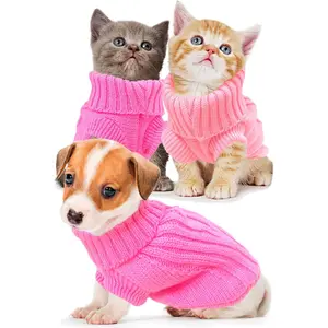XXS Dog Sweater 2-Pack, Dog Sweater for Small Dogs Teacup Chihuahua Yorkie Puppy Clothes Cute Fall Winter Dog Clothes for Small Dog Girl Cat Sweater