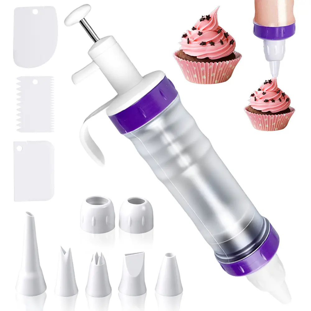 Dessert Decorating Syringe Set Cupcake Filler Tool Piping Kit with 7 Icing Nozzles, 3 Cream Scrapers, Filling Injector for Cake Cookie Baking