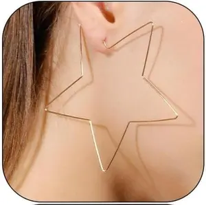 Big Star Earrings for Women Silver Star Hoop Earrings Large Star Stud Earrings Lightweight Christmas Birthday Party Jewelry Gifts