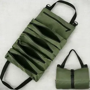Oxford Heavy-Duty Roll-Up Tool Bag Tool Pouch Convenient Tool Pockets Multi-Tool Organizer All-in-One Garage Storage Bag for Mechanics/Electricians/Carpenters