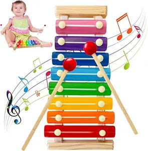 Wooden Xylophone for Toddlers – 8‑Key Montessori Musical Toy for Kids with 2 Child‑Safe Mallets – Educational Rhythm & Sound Baby Musical Instrument Toy