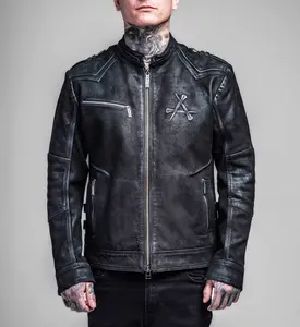 Affliction Men's Faux Leather Jacket Skeleton Affliction Men's Faux Leather Jacket Skeleton
