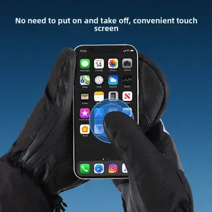 Professional ski gloves, snowboard inner five fingers, winter 3M cotton warm and non-slip touch screen stew finger gloves, built-in waterproof bag