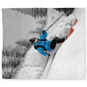 Begin Home Decor C1DCKSW0EZY1E6 King Size Man Skiing in Mountain Duvet Cover - Bedroom Holidays Decor